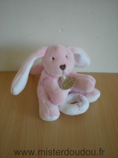Doudou et compagnie Lapin Rose blanc mon premier doudou - Très bon état