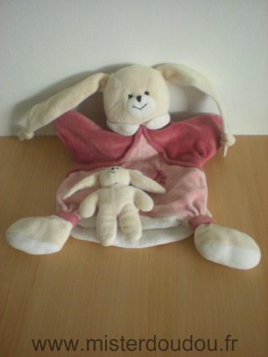 Lapin Rose bordeau avec bébé lapin Doudou et compagnie