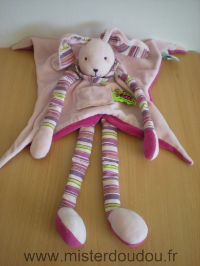 Lapin Rose fushia bras jambes rayes doudou tatoo Doudou et compagnie