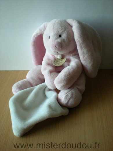 Lapin Rose mouchoir blanc Doudou et compagnie