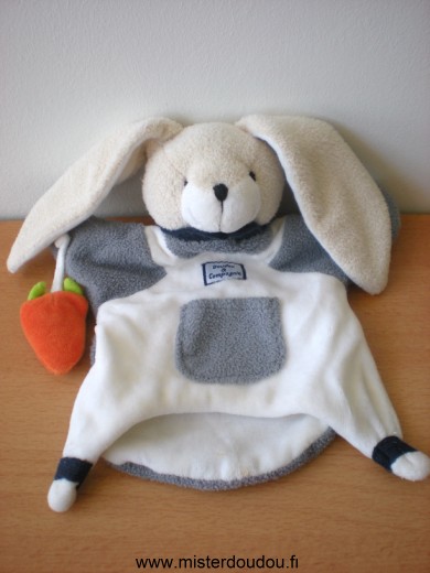 Lapin Séraphin blanc gris avec carotte Doudou et compagnie