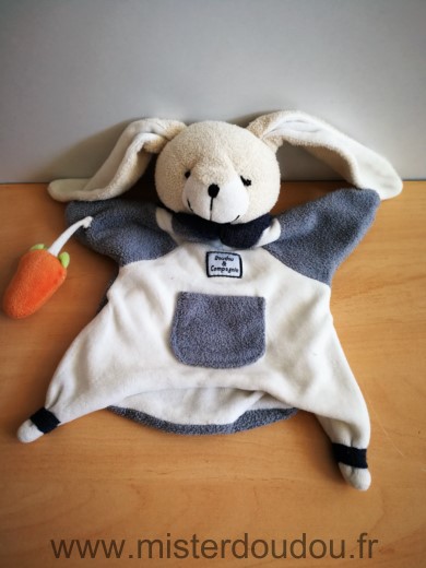 Doudou et compagnie Lapin Seraphin gris blanc carotte - Très bon état