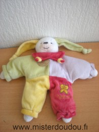 Lapin Vert mauve rouge jaune lapinou Doudou et compagnie