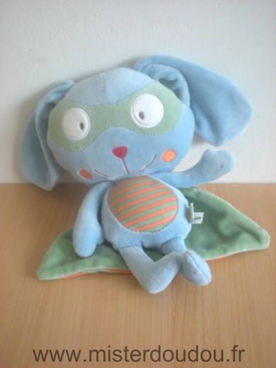 Du pareil au même Lapin Bleu, cape vert orange, robin le lapin masqué - Très bon état