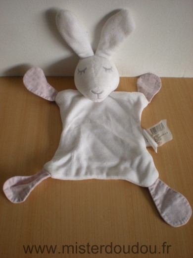 Du pareil au même Lapin Dormeur blanc pattes tissus rose - Très bon état