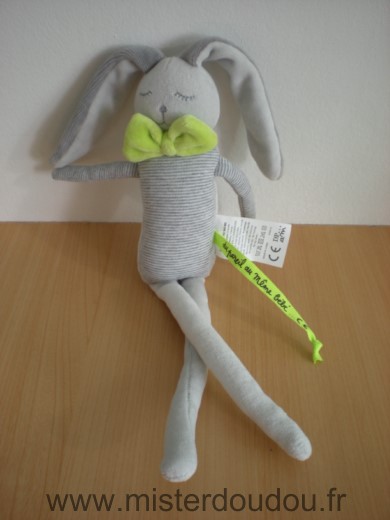 Du pareil au même Lapin Gris rauyres noeurd vert - Très bon état