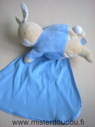 Lapin Bleu beige avec un mouchoir qui sort du ventre Eden