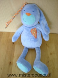 Eveil et jeux Lapin Mauve bleu turquoise coeur orange - Neuf