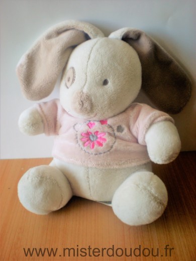 Lapin Blanc beige rose cocard fleur Gifi