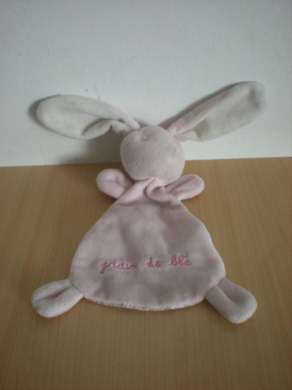 Grain de ble Lapin Rose , tissus motifs fleurs - Très bon état