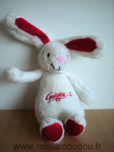 Guigoz Lapin Blanc rouge peluche - Très bon état