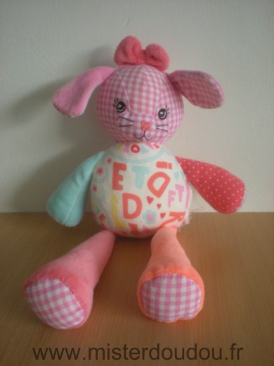 H et m Lapin Rose motifs lettres fleur coeur - Très bon état