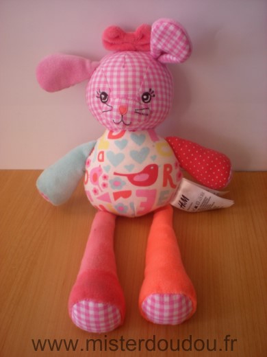H et m Lapin Rose orange vichy rose - Très bon état