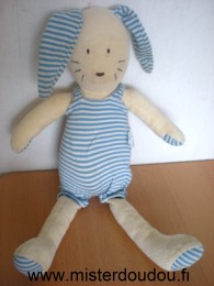 Jacadi Lapin Beige salopette rayée bleu blanc - Très bon état