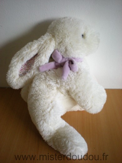 Lapin Blanc echarpe mauve tissus fleurs dans les oreilles Jacadi