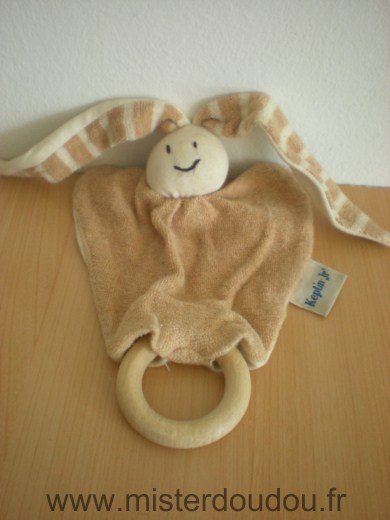 Keptin Lapin Beige tissus eponge anneau en bois - Très bon état