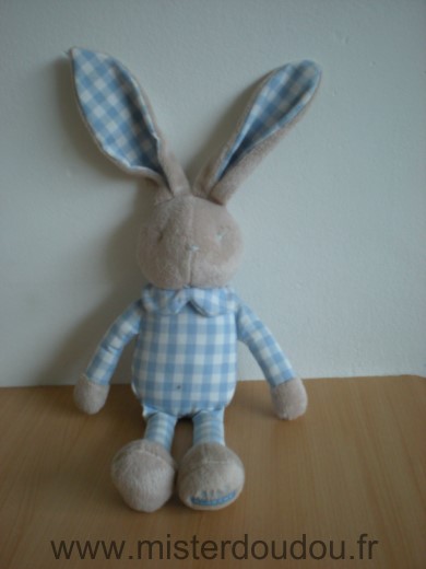 Lapin Beige carreaux vichy bleu blanc Klorane