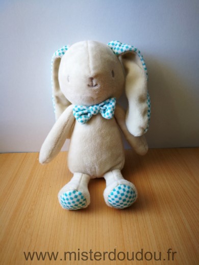 Klorane Lapin Beige oreilles carreaux bleu - Très bon état