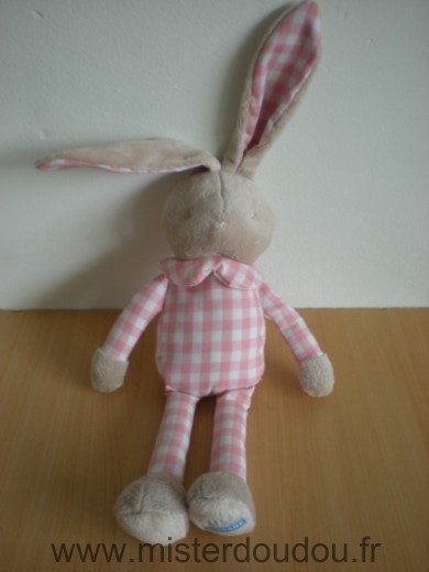Lapin Beige tissus carreaux rose blanc Klorane