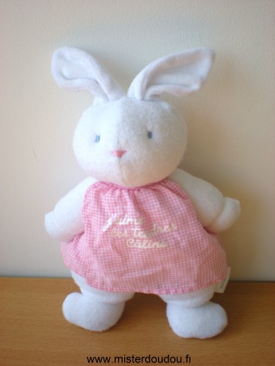 Lapin Blanc robe vichy rose j aime les tendres calins Klorane