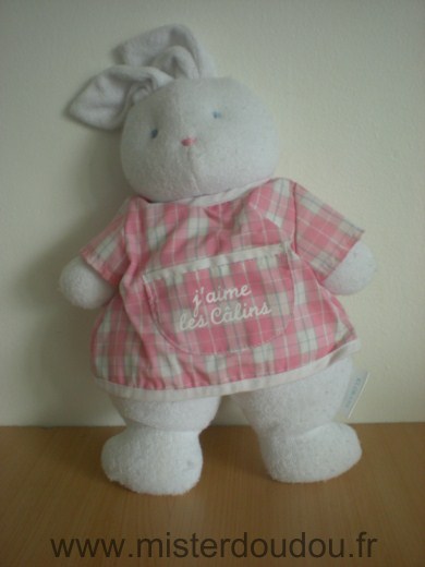 Lapin Blanc tablier rose jaime les calins Klorane