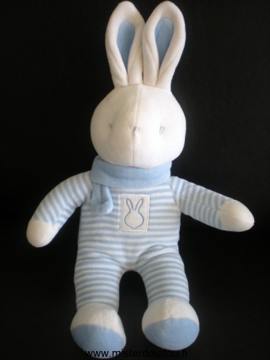 Lapin Rayé bleu blanc écharpe bleue Klorane