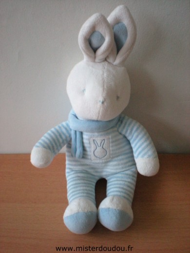Lapin Rayé bleu blanc echarpe bleue Klorane