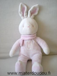 Lapin Rayé rose blanc écharpe rose Klorane