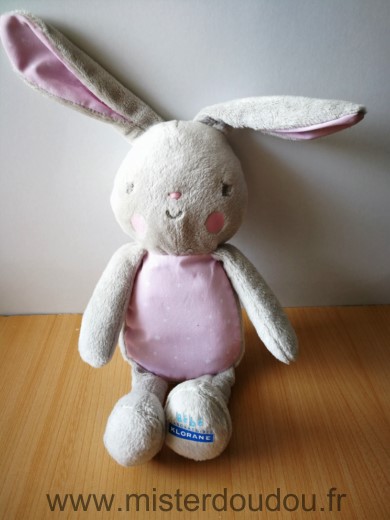 Klorane Lapin Rose gris points blancs etoiles - Très bon état