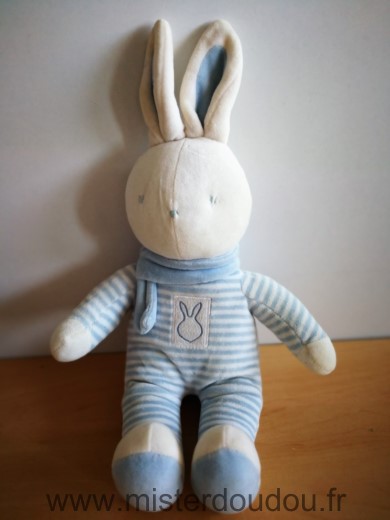 Klorane Lapin Velours bleu blanc rayures - Très bon état