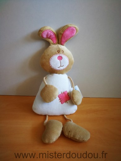 Les bebes d elysea Lapin Blanc rose beige - Très bon état