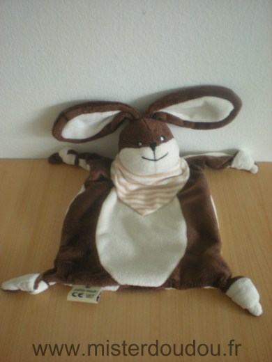 Les petites marie Lapin Blanc marron foulard raye beige blanc - Très bon état