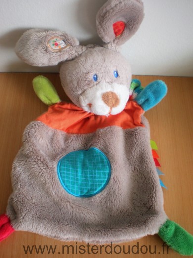 Mots d enfants Lapin Gris orange rond bleu echarpe rayee - Très bon état