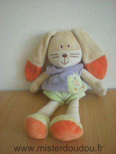 Mots d enfants Lapin Mauve vert bout oreilles orange - Très bon état