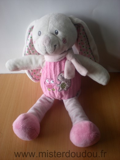 Mots d enfants Lapin Rose blanc motif hibou ecureuil - Très bon état