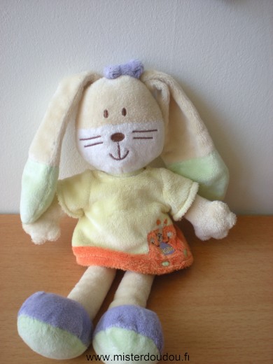 Lapin Rose jaune orange avec un lapin brodé Mots d enfants