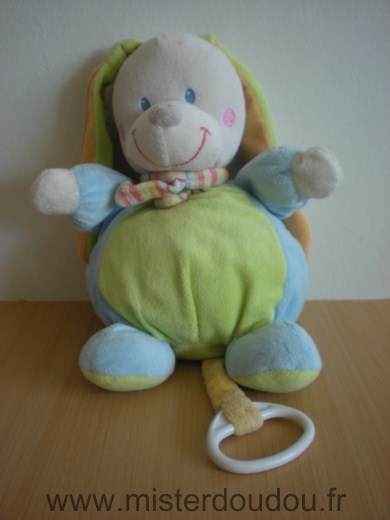 Lapin Vert bleu blanc oreilles et echarppe rayees Mots d enfants