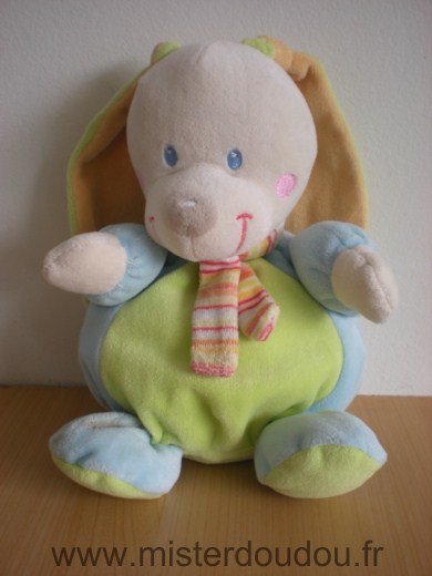Mots d enfants Lapin Vert bleu jaune echarpe rayee - Très bon état