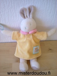 Lapin Beige chemise jaune col rose Moulin roty