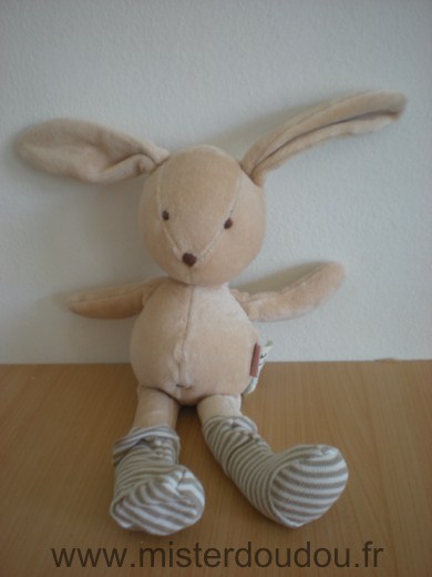 Natalys Lapin Beige chaussettes rayees blanc beige - Très bon état