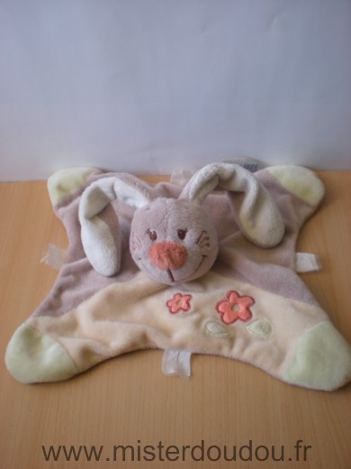 Nattou Lapin Beige ecru fleurs - Bon état