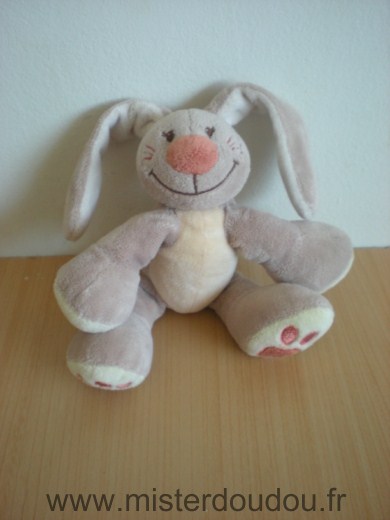 Nattou Lapin Beige jaune avec fleur rose dans le dos - Très bon état