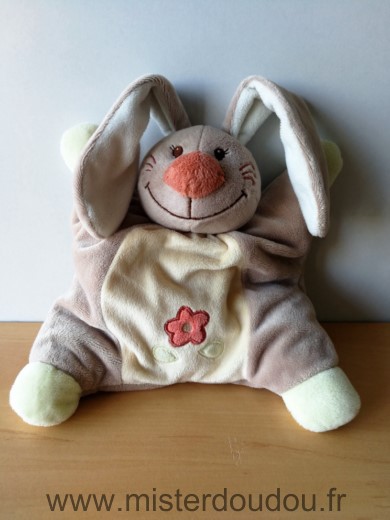Nattou Lapin Beige jaune fleur orange - Très bon état