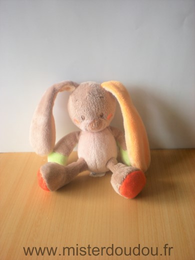 Nattou Lapin Beige orange vert - Très bon état