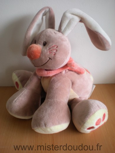 Nattou Lapin Jade beige jaune foulard orange - Très bon état