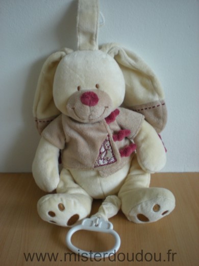 Nicotoy Lapin Bastien ecru gilet beige bordeau - Très bon état