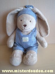 Lapin Beige habit rayé bleu blanc Nicotoy