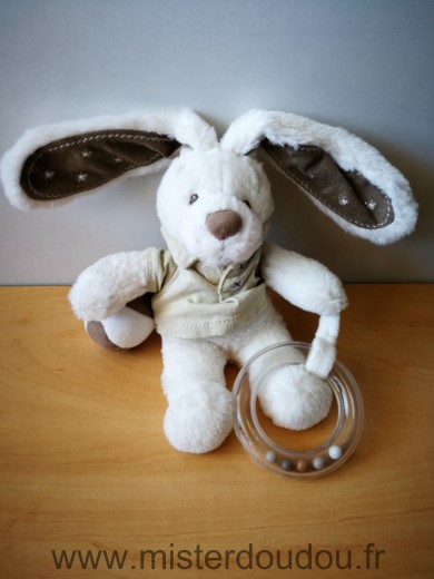 Lapin Blanc beige balle anneau Nicotoy