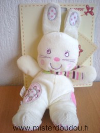 Lapin Blanc écharpe rayée rose violet vert Nicotoy