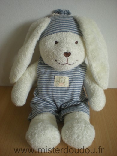 Lapin Blanc bleu rayures Nicotoy